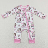 LR0906 baby clothes baby girl valentines day zipper romper