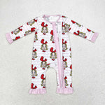 LR1001  bamboo baby girl clothes cartoon toddler girl christmas winter romper