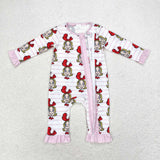 LR1001  bamboo baby girl clothes cartoon toddler girl christmas winter romper