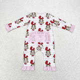 LR1001  bamboo baby girl clothes cartoon toddler girl christmas winter romper