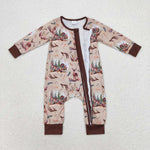 LR1014  baby boy clothes hunting elk toddler boy winter romper