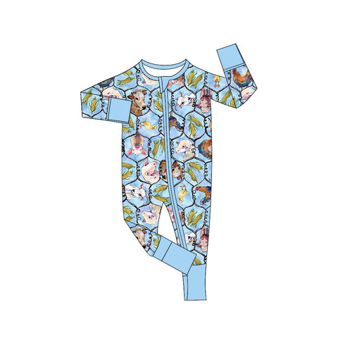 LR1031 pre-order baby boy clothes farm animal toddler boy winter romper-2024.6.7
