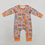 LR1046  Bamboo baby boy clothes pumpkin toddler boy halloween winter romper