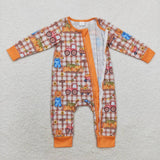 LR1046  Bamboo baby boy clothes pumpkin toddler boy halloween winter romper