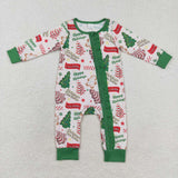 LR1056 Bamboo baby girl clothes xmas tree toddler girl christmas winter romper