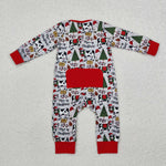 LR1075  baby boy clothes cows  toddler boy christmas winter romper