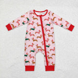 LR1081 Bamboo baby girl clothes dog toddler girl xmas winter romper