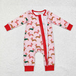 LR1081 Bamboo baby girl clothes dog toddler girl xmas winter romper