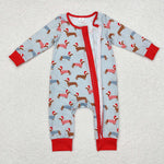 LR1082  Bamboo baby boy clothes dog toddler boy xmas winter romper