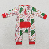 LR1150  bamboo baby boy clothes tree zipper boy christmas romper