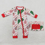 LR1150  bamboo baby boy clothes tree zipper boy christmas romper