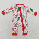 LR1150  bamboo baby boy clothes tree zipper boy christmas romper