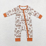 LR1164 Bamboo  baby boy clothes horse zipper boy winter romper