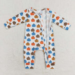 LR1218   baby boy clothes pumpkin boy thanksgiving winter romper