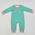 LR1235   baby boy clothes excavator boy christmas winter romper