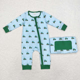 LR1253 Bamboo baby boy clothes truck boy winter romper