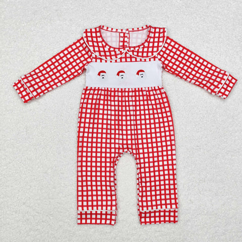 LR1263  baby boy clothes embroidery santa boy christmas winter romper