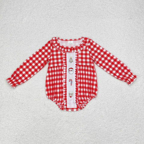 LR1302   baby girl clothes embroidery santa girl christmas winter bubble