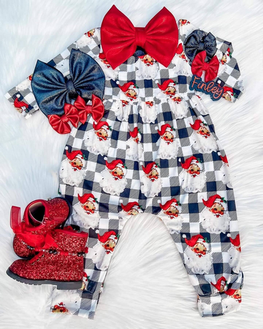 LR1313 pre-order baby girl clothes santa girl christmas winter romper-2024.7.17