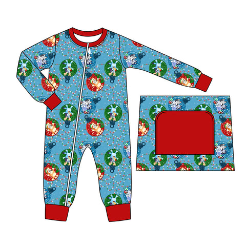 LR1315 pre-order baby boy clothes cartoon dog boy christmas winter romper-2024.7.17