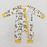 LR1332 Bamboo baby boy clothes truck boy christmas winter romper