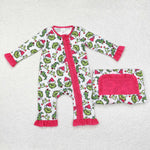 LR1337 Bamboo baby girl clothes cartoon girl christmas winter romper