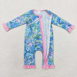 LR1339 Bamboo baby girl clothes floral girl winter romper