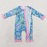 LR1339 Bamboo baby girl clothes floral girl winter romper