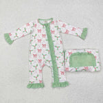 LR1344 Bamboo baby girl clothes bows girl winter christmas romper