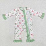 LR1344 Bamboo baby girl clothes bows girl winter christmas romper