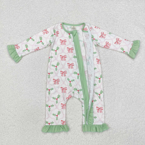 LR1344 Bamboo baby girl clothes bows girl winter christmas romper