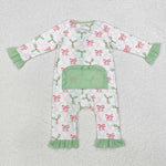 LR1344 Bamboo baby girl clothes bows girl winter christmas romper