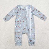 LR1351 Bamboo baby boy clothes dog boy winter romper