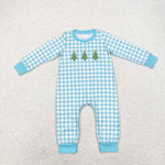 LR1366  baby boy clothes embroidery xmas tree boy christmas winter romper