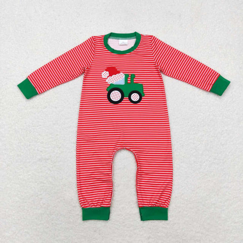 LR1401 baby boy clothes embroidery truck boy  christmas winter romper