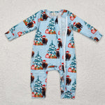 LR1459 Bamboo baby boy clothes cow toddler boy christmas winter romper