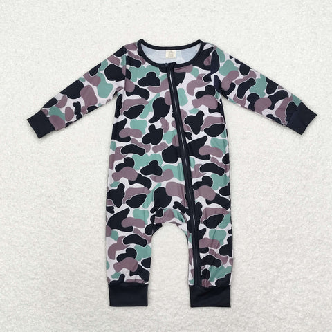 LR1460 Bamboo baby boy clothes camouflage boy winter romper