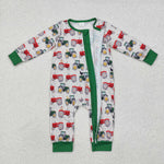 LR1480 Bamboo  baby boy clothes truck boy winter romper