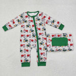 LR1480 Bamboo  baby boy clothes truck boy winter romper