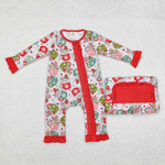 LR1509 Bamboo baby girl clothes gingerbread man girl christmas winter set