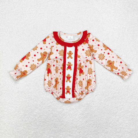 LR1583   baby girl clothes gingerbread man girl christmas   winter romper