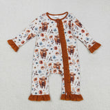 LR1624   baby girl clothes highland cow toddler girl  winter romper