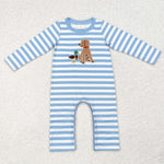 LR1644   baby  boy clothes embroidery mallard dog  boy winter romper