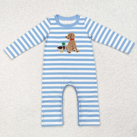 LR1644   baby  boy clothes embroidery mallard dog  boy winter romper