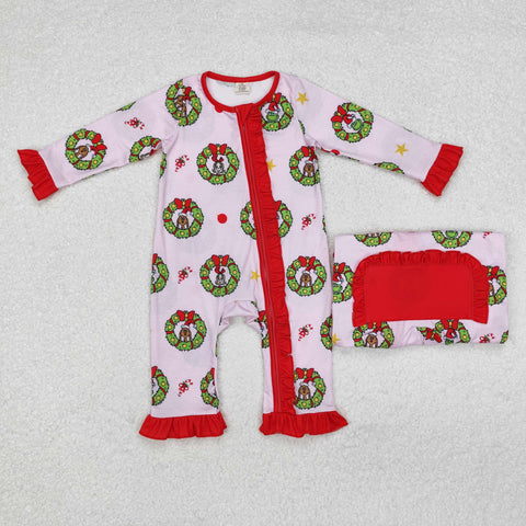 LR1664 Bamboo baby  girl clothes cartoon girl christmas winter romper