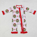 LR1664 Bamboo baby  girl clothes cartoon girl christmas winter romper