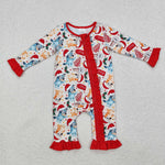 LR1685  baby girl clothes cartoon dog girl christmas  winter romper