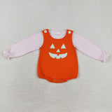 LR1703 baby girl  clothes embroidered smiley girl halloween romper  set