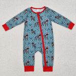 LR1768 Bamboo baby boy clothes hunting dog boy christmas winter romper