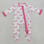 LR1770   baby girl clothes pink bow girl winter romper